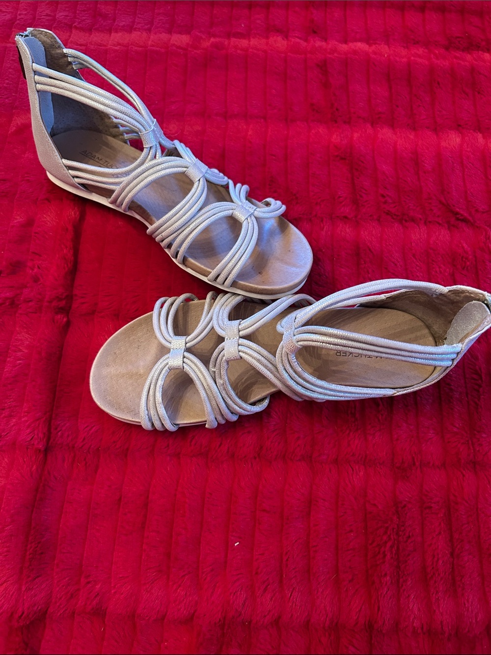 Adam Tucker Silver Strappy Knot Gladiator Sandals
